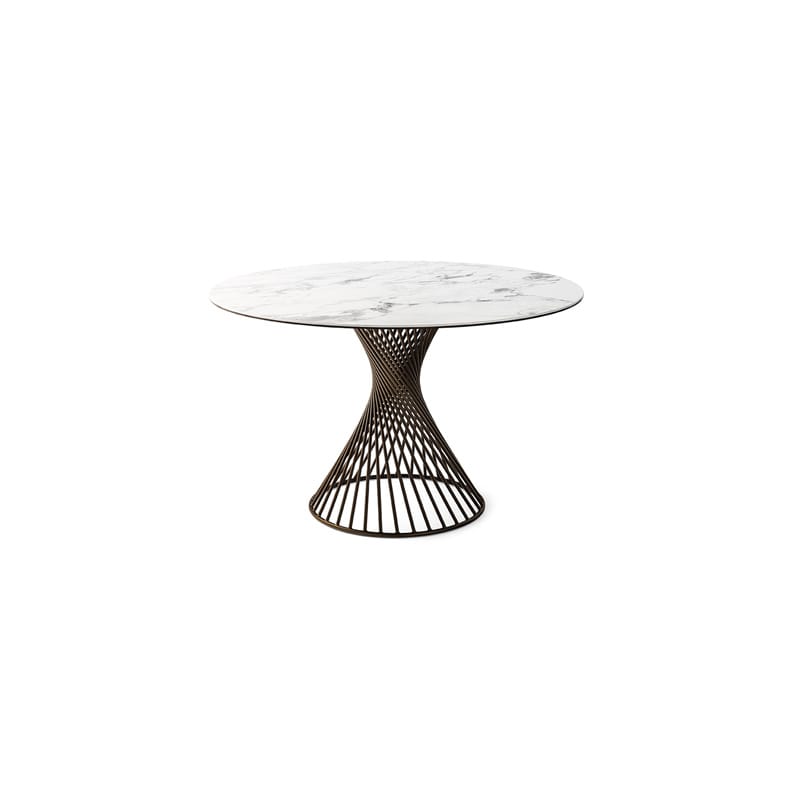 Vortex Table with round glass top and central metal base Medium 