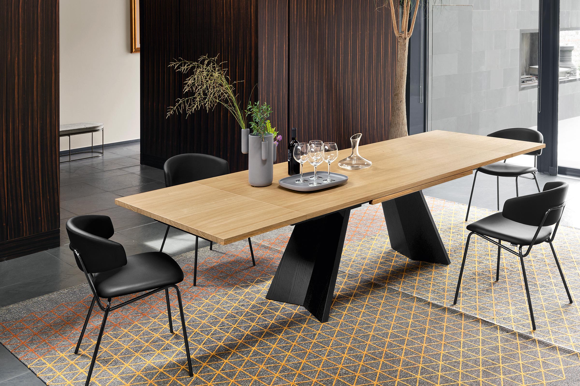 Calligaris icaro Sculptured Wood-Base Extendable Table Large • Seats 6 ...