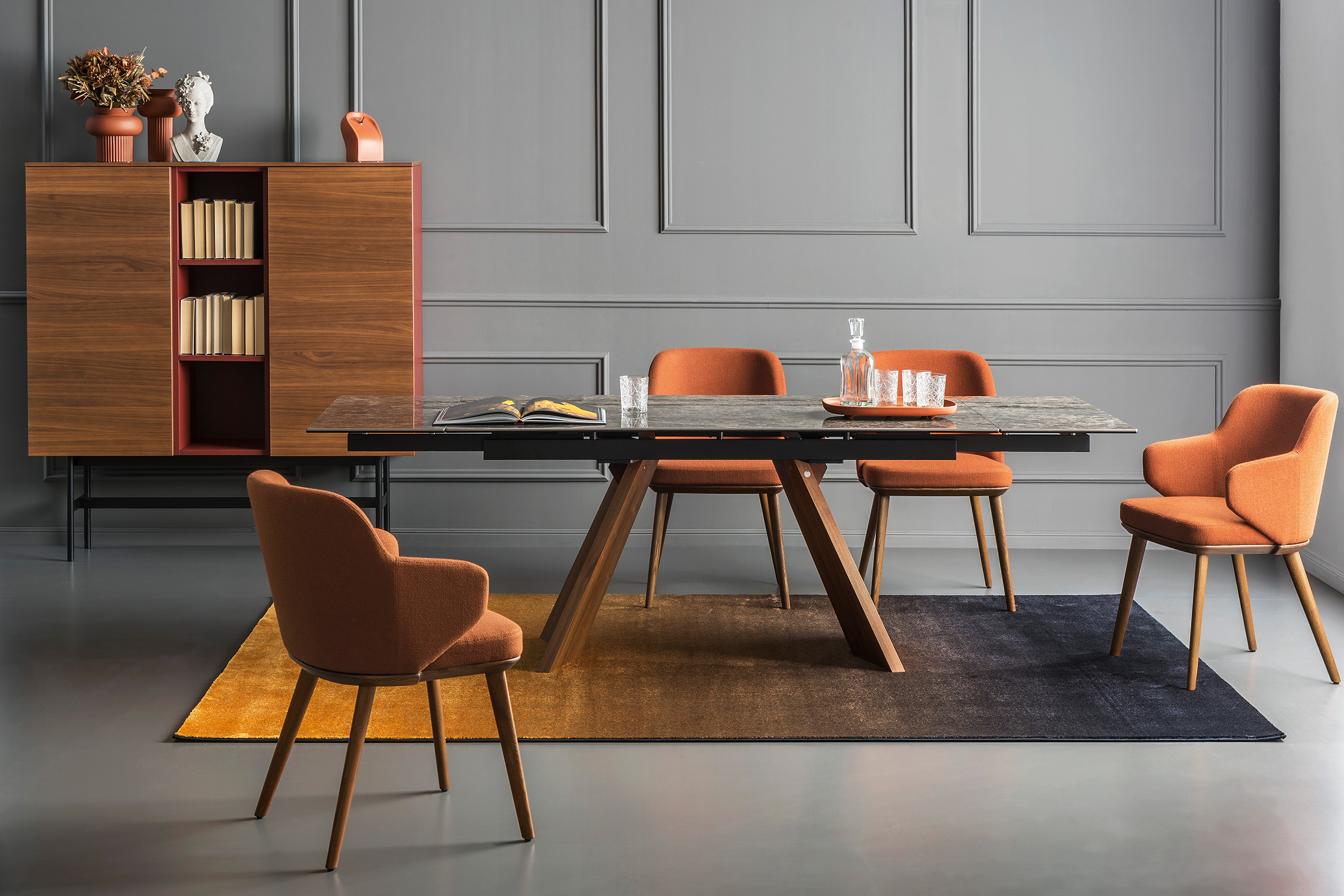 Calligaris icaro Sculptured WoodBase Extendable Table XLarge • Seats