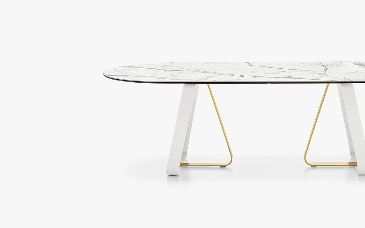 Calligaris sunshine Modern Trestle Table Large • Seats 10 Beveled Edge