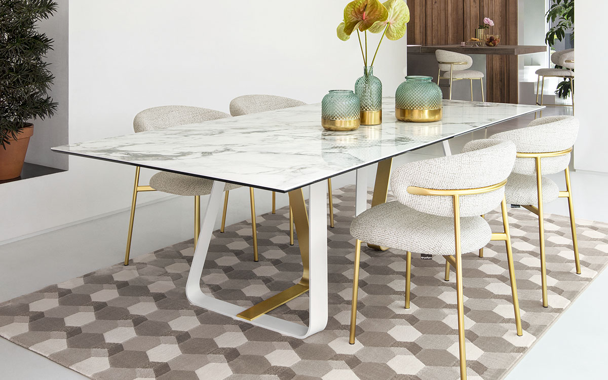 Calligaris sunshine Modern Trestle Table Medium • Seats 8 Beveled Edge