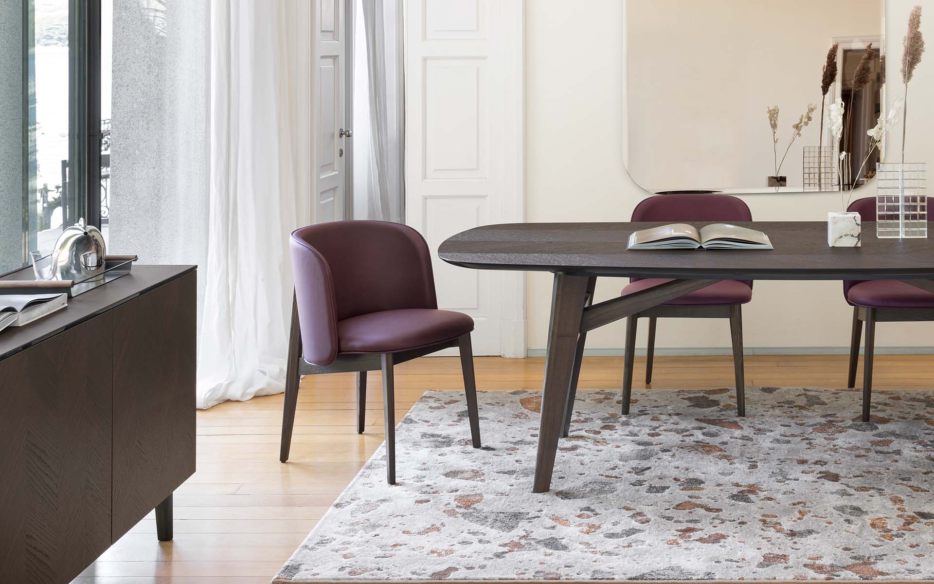 Calligaris abrey Wooden Trestle Table Medium • Seats 8 Rounded Edge