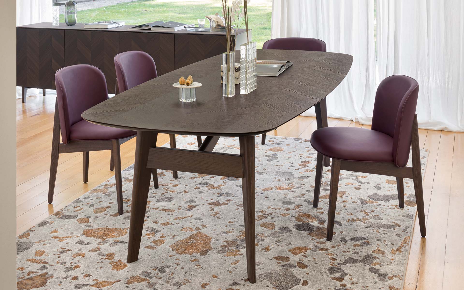 Calligaris abrey Wooden Trestle Table Large • Seats 10 Rounded Edge