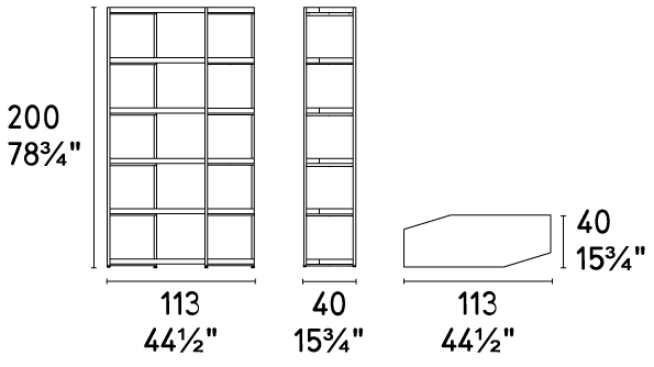 Hangar Bookcase Shaped Shelves Right Side CS6055-G R