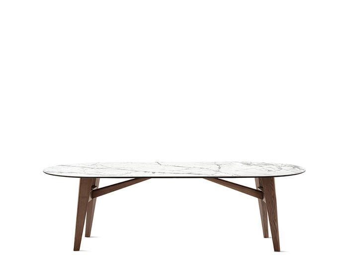 Abrey: Trestle table with oblong top and wooden legs | Calligaris