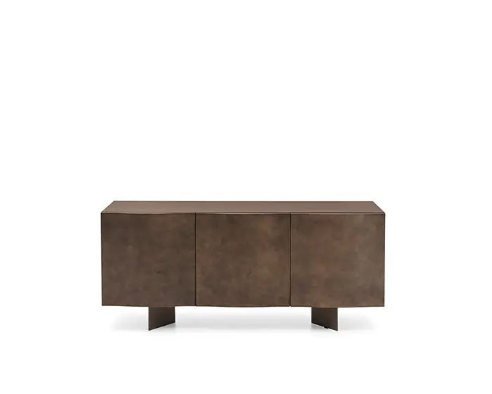 Twins: Table with wooden elliptical top and metal pedestal base