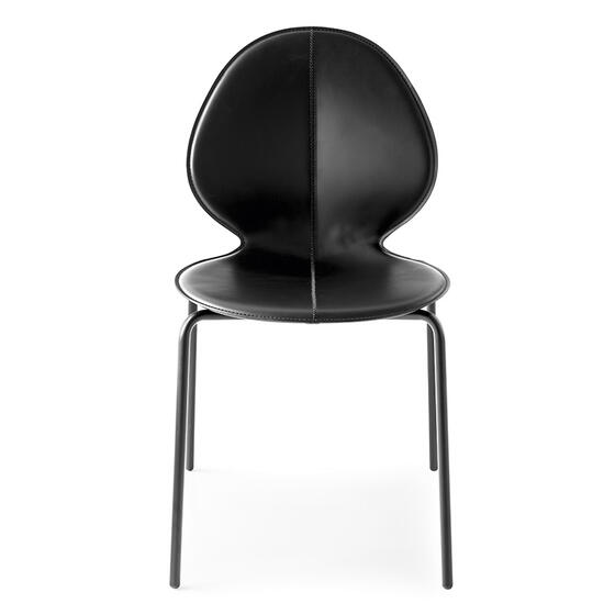 Basil: Plastic or leather chair with metal base | Calligaris New York Basil: Plastic or leather chair with metal base | Calligaris New York