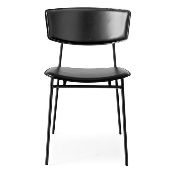 Fifties: Metal chair with upholstered seat and back