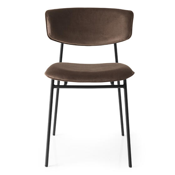 Fifties: Metal chair with upholstered seat and back