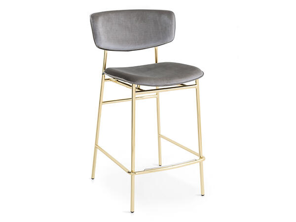 Fifties Metal stool with upholstered seat and back Counter Height