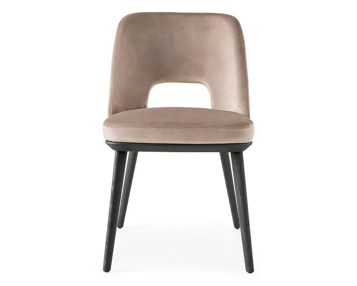 Foyer: Upholstered open-back chair with wooden base | Calligaris