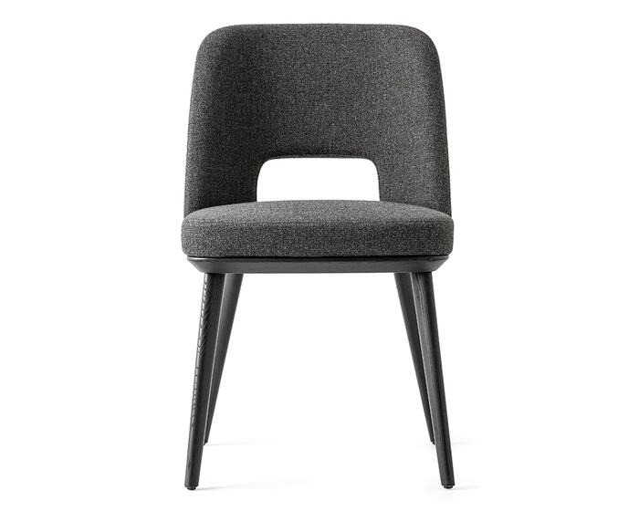 Foyer: Upholstered open-back chair with wooden base | Calligaris