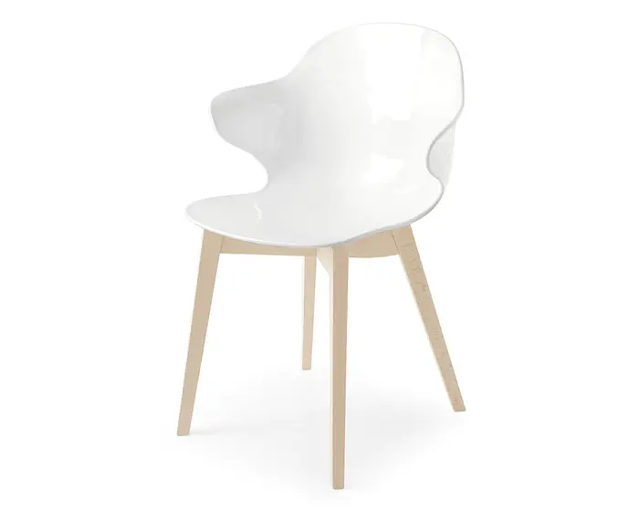 Saint Tropez: Chair with plastic shell and wooden base