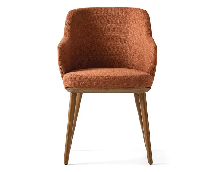 Foyer: Upholstered armchair with wooden base | Calligaris New York