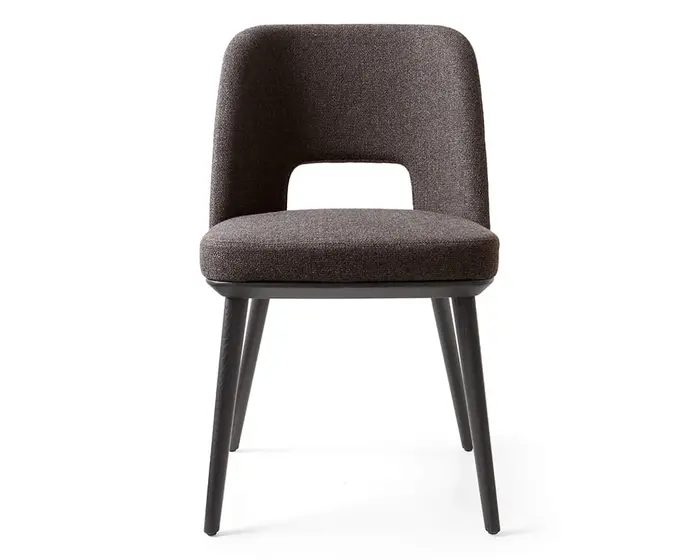 Foyer: Upholstered open-back chair with wooden base | Calligaris