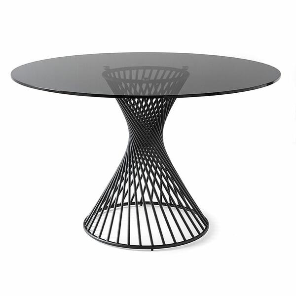 Vortex Table with round glass top and central metal base Medium 
