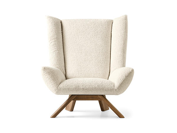 Dalia: Upholstered armchair with wooden base | Calligaris New York