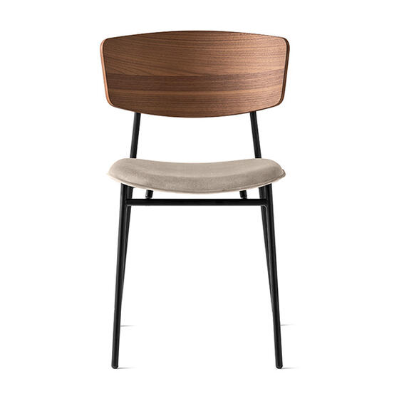 Fifties: Metal chair with upholstered seat and wooden back