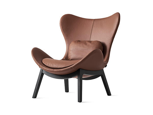 Lazy: Upholstered armchair with wooden base | Calligaris New