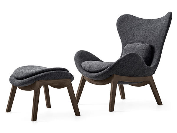 Lazy: Upholstered armchair with wooden base | Calligaris New