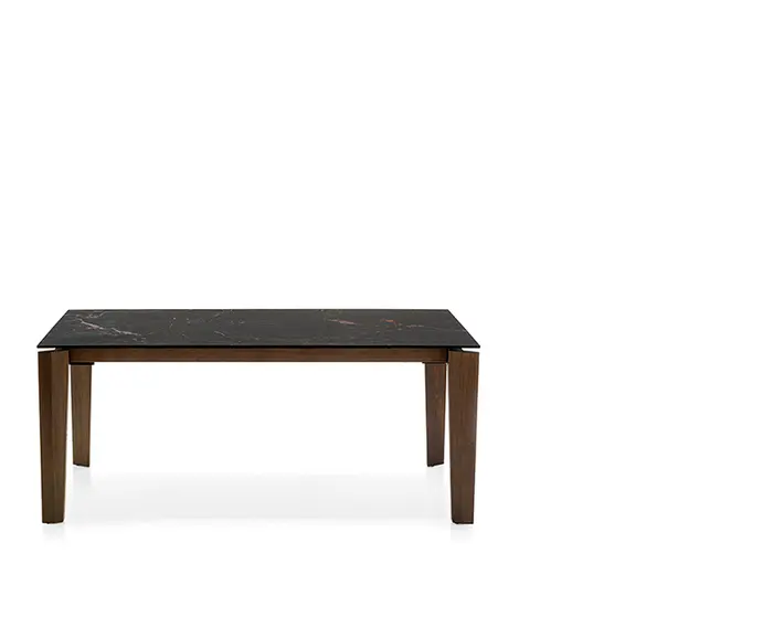 Alpha: Table with extendable rectangular ceramic top and wooden Alpha: Table with extendable rectangular ceramic top and wooden
