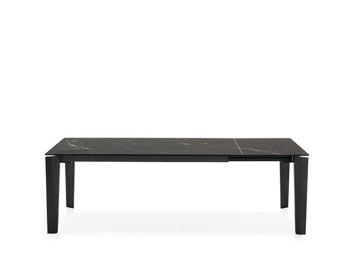 Alpha: Table with extendable rectangular ceramic top and wooden