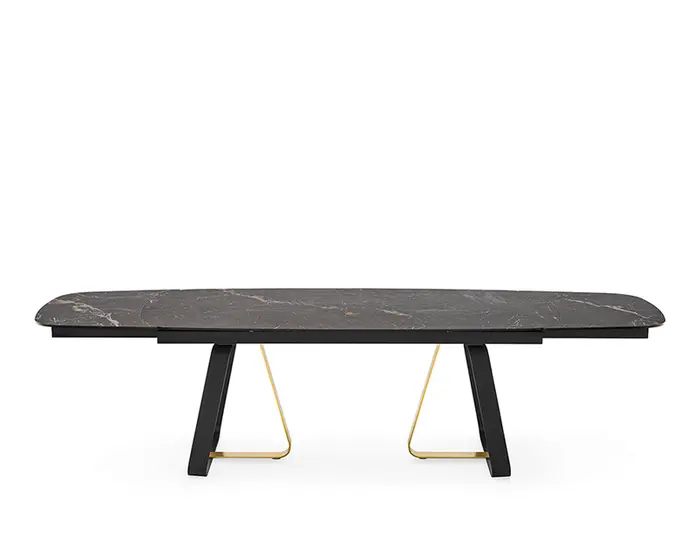 Sunshine: Table with extendable elliptical top and metal base