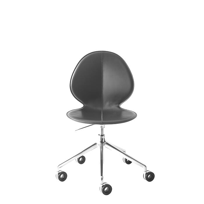Basil Height-adjustable swivel plastic chair with aluminum base on wheels  360° Swivel • Height Adjustable CS1857 | Calligaris