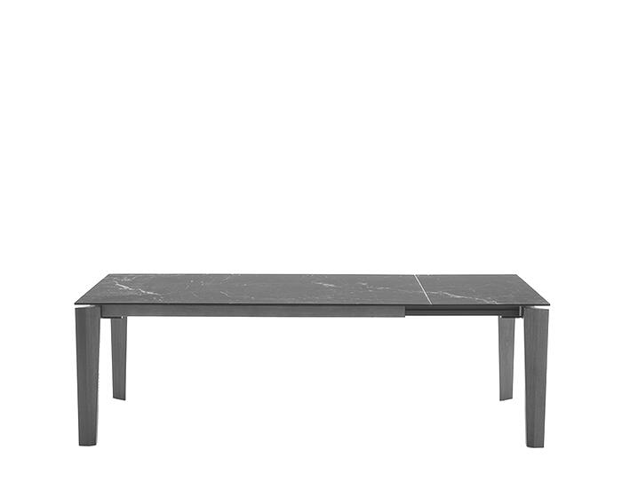 Alpha: Table with extendable rectangular ceramic top and wooden