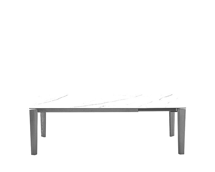Dogma: Table with extendable rectangular ceramic top and wooden