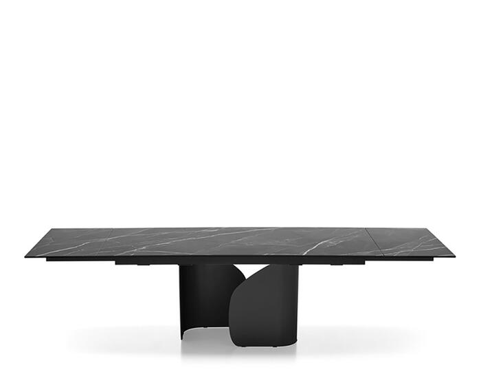 Twins: Table with extendable rectangular top and pedestal base