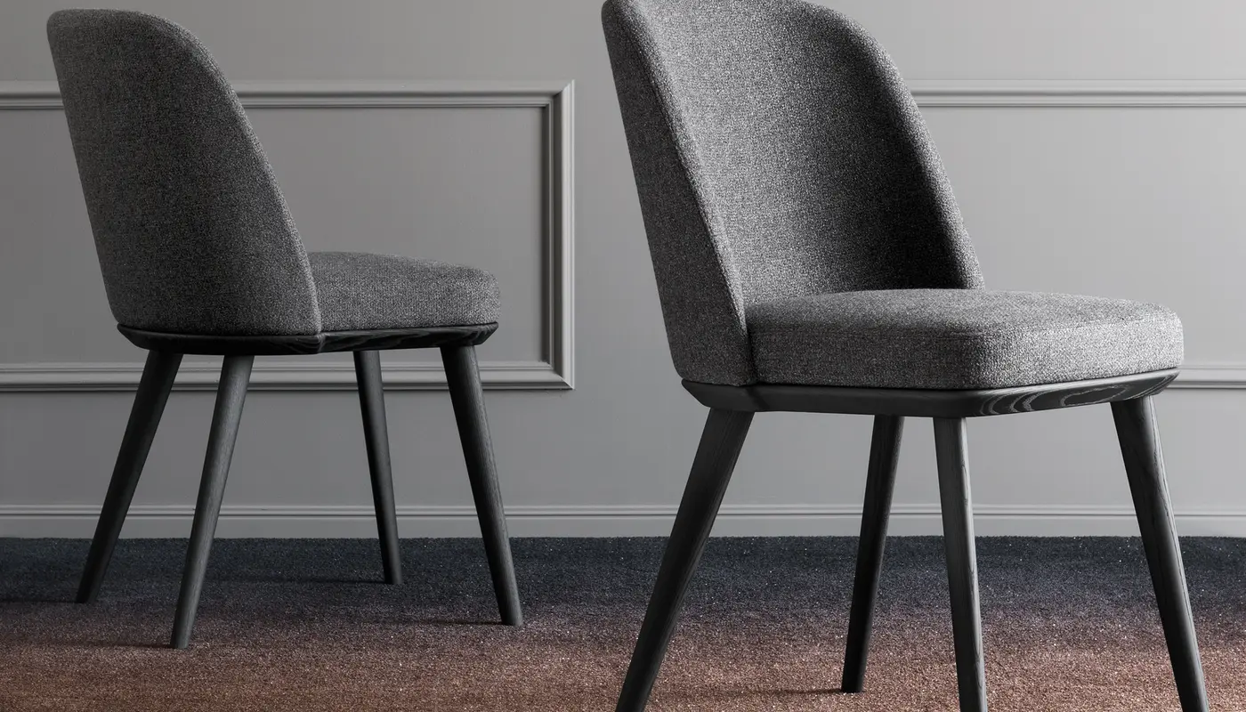 Foyer: Upholstered chair with wooden base | Calligaris New York