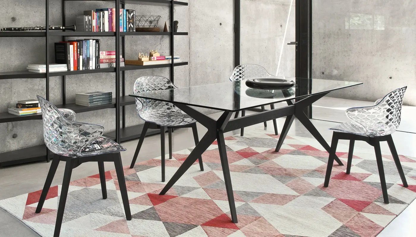 カリガリス　ダイニングテーブル　Calligaris　KENT Kent: Table with rectangular top and central wooden base
