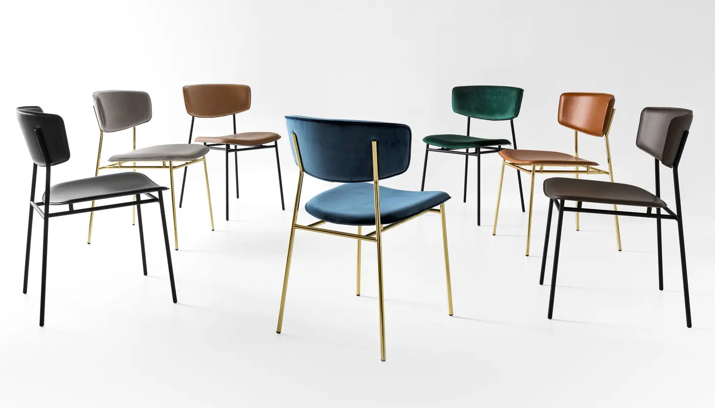 Fifties: Metal chair with upholstered seat and back | Calligaris
