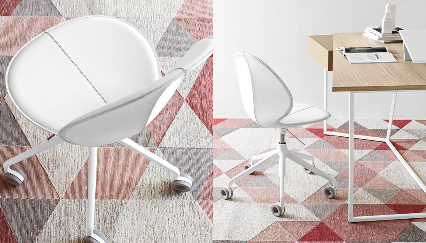 Basil: Height-adjustable swivel plastic chair with aluminum base