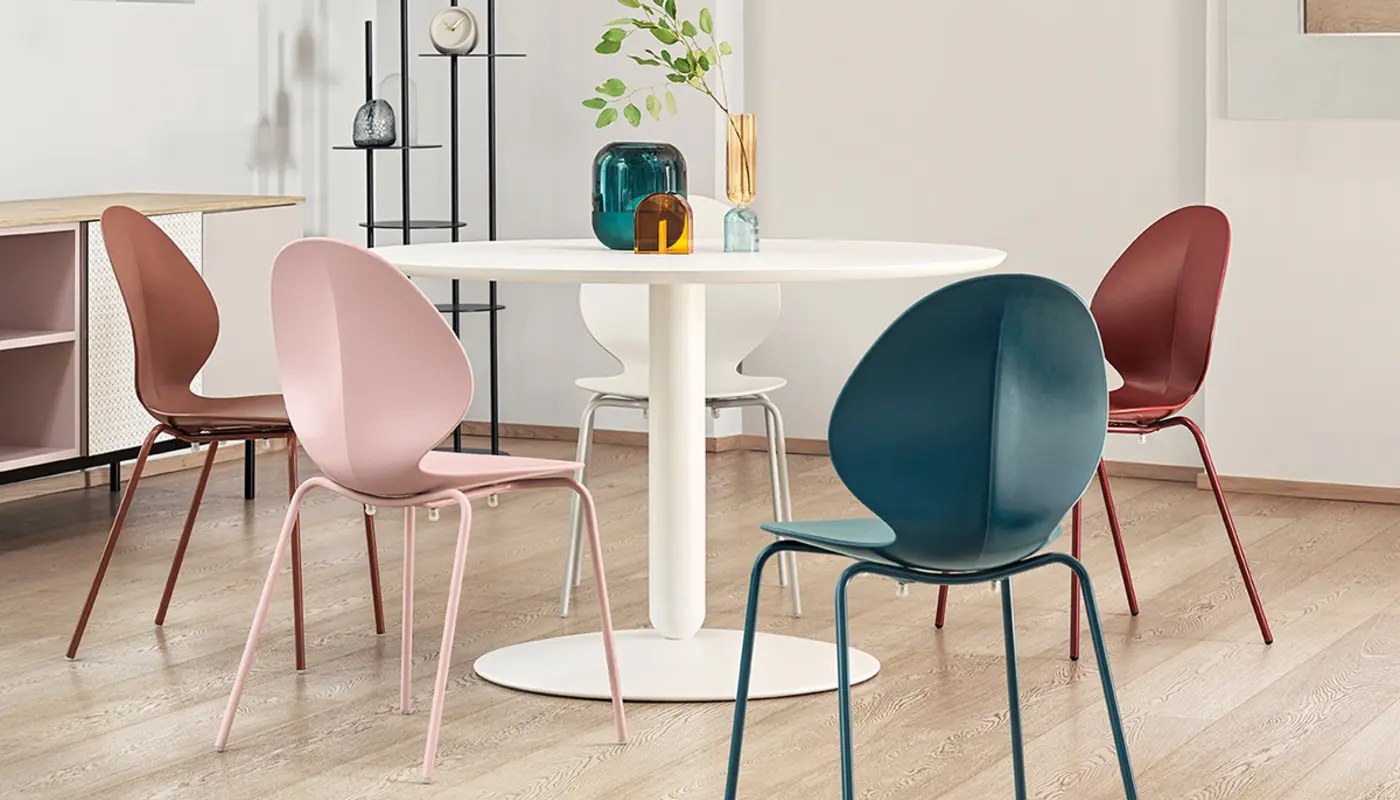 Basil: Plastic or leather chair with metal base | Calligaris New York