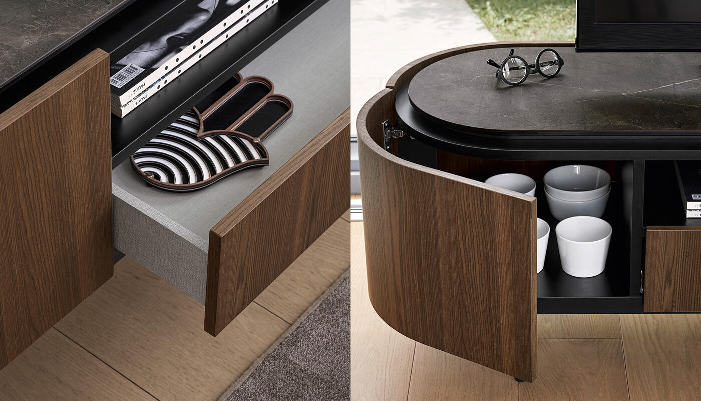 Lake: Wooden TV bench with open compartment | Calligaris New York