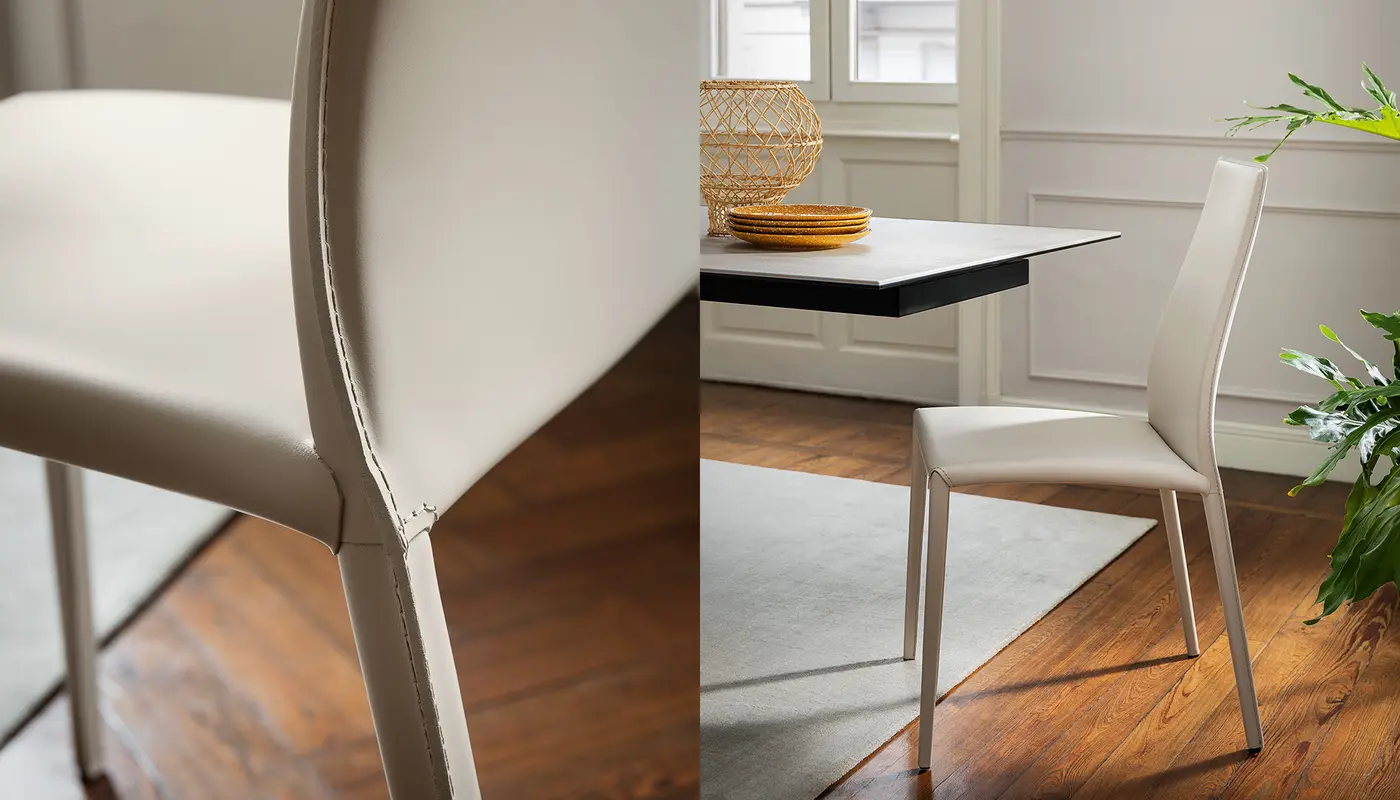 Aida: Padded upholstered chair in full leather | Calligaris New York
