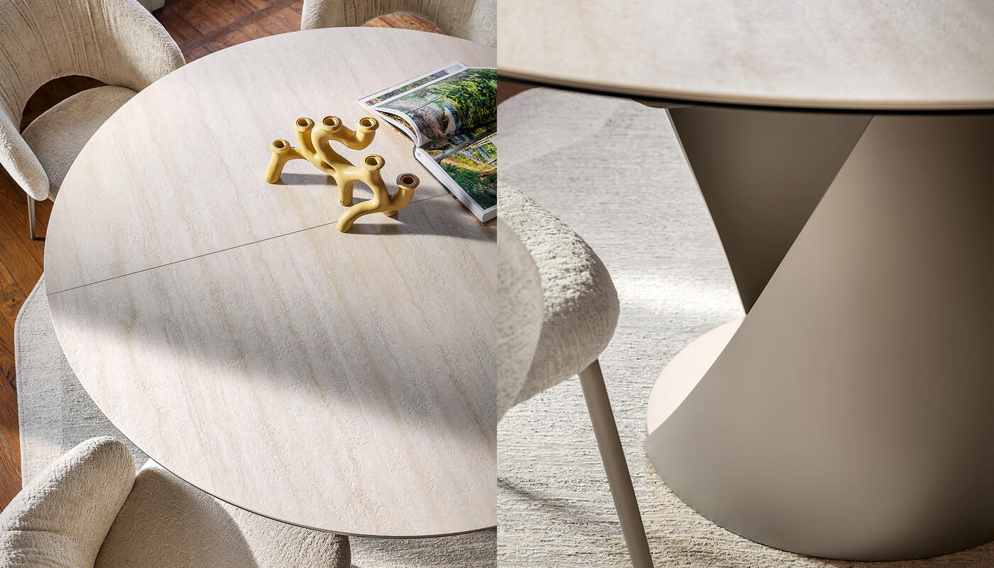 Cyclone: Extendable round table with metal base | Calligaris Cyclone: Extendable round table with metal base | Calligaris