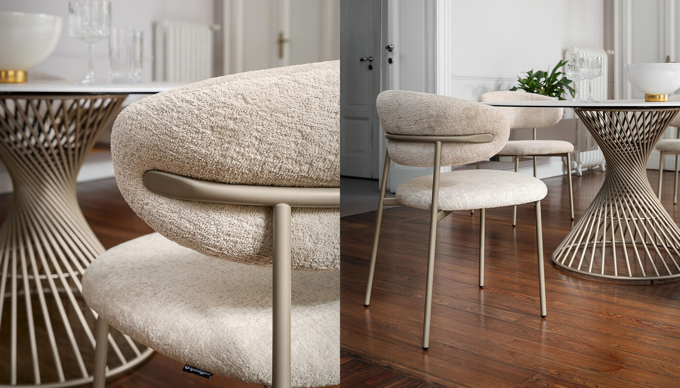 Blooms① カリガリス OLEANDRO ダイニングチェア 美品 Oleandro: Upholstered chair with metal frame | Calligaris New York
