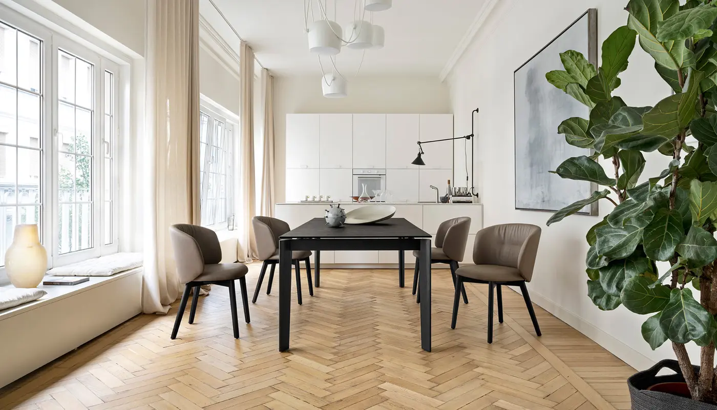 Sweel: Upholstered chair with wooden base | Calligaris New York