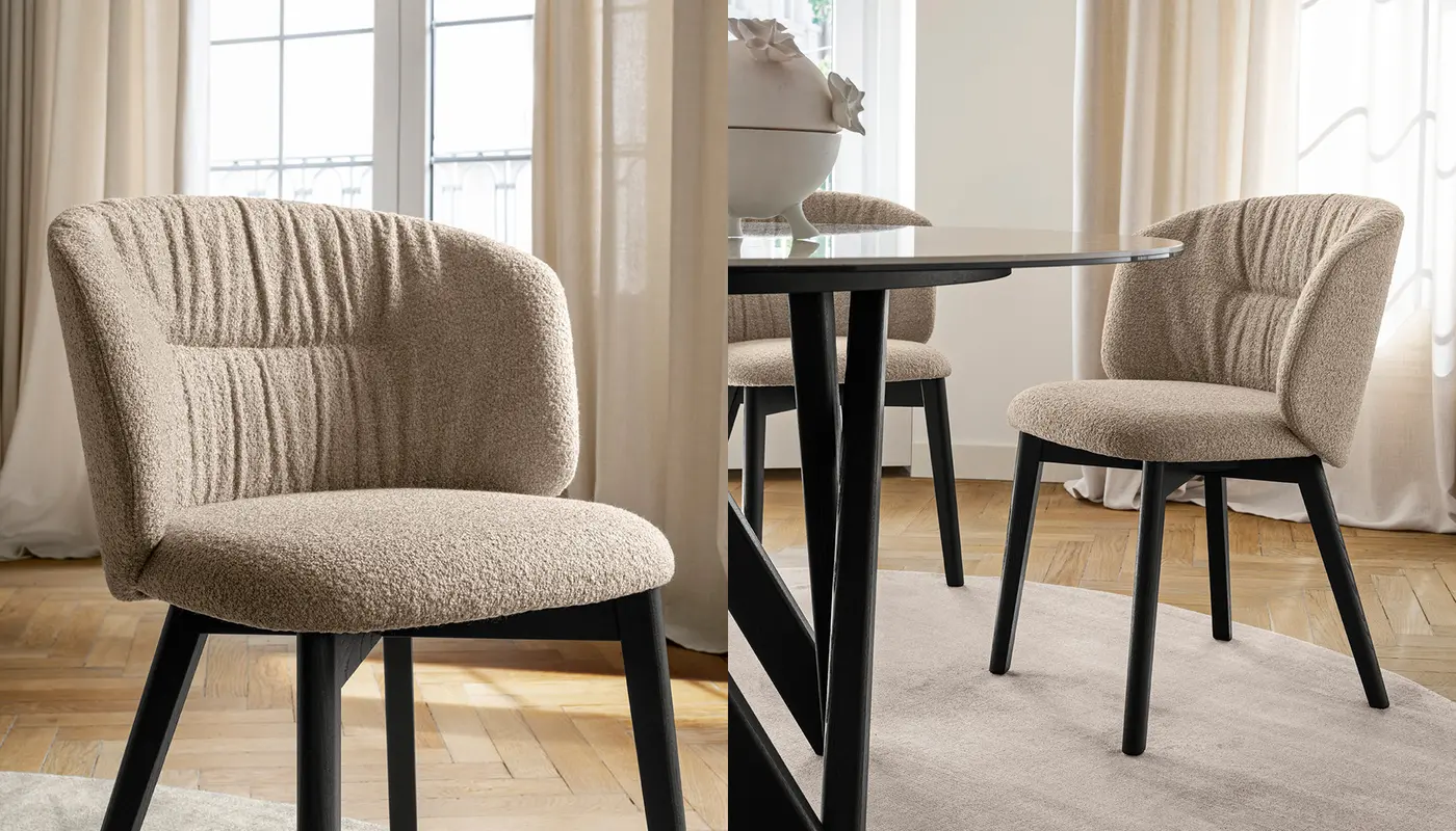 Sweel: Upholstered chair with wooden base | Calligaris New York